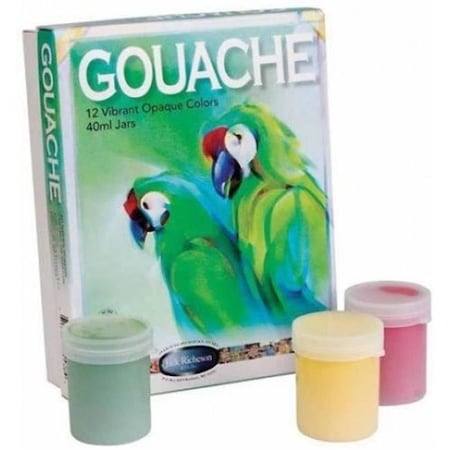 Jack Richeson Jack Richeson 241566 Yarka Richeson Non-Toxic Gouache Paint Set; 1.4 oz Plastic Jar; Assorted Opaque Color; Set of 12 241566
